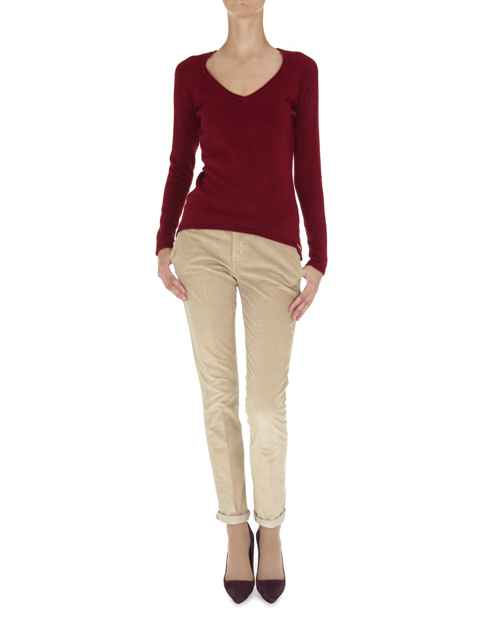 Jersey burdeos cuello pico punto fino