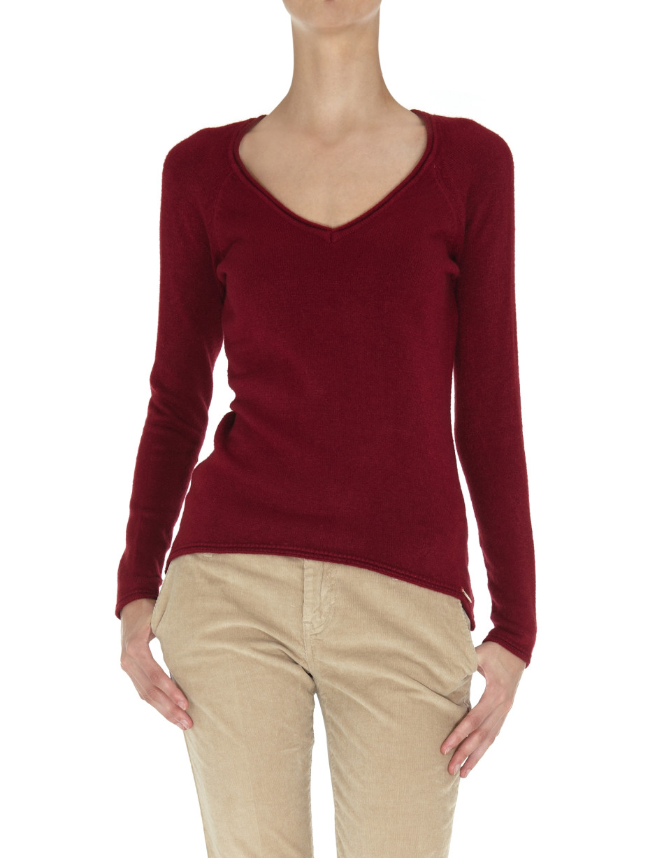 Jersey burdeos cuello pico punto fino