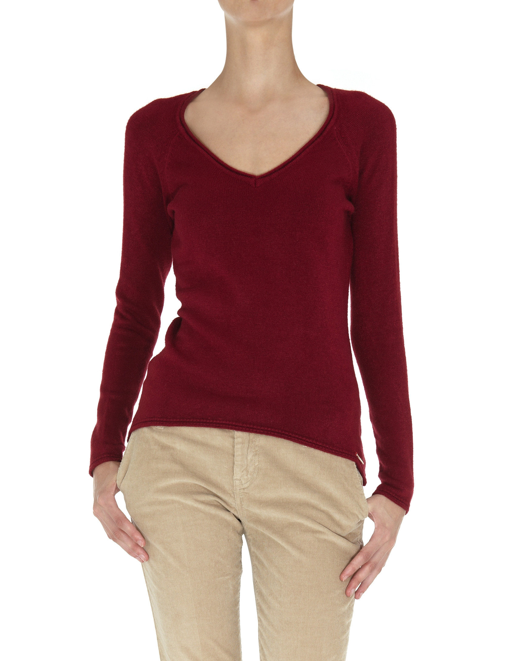 Jersey burdeos cuello pico punto fino