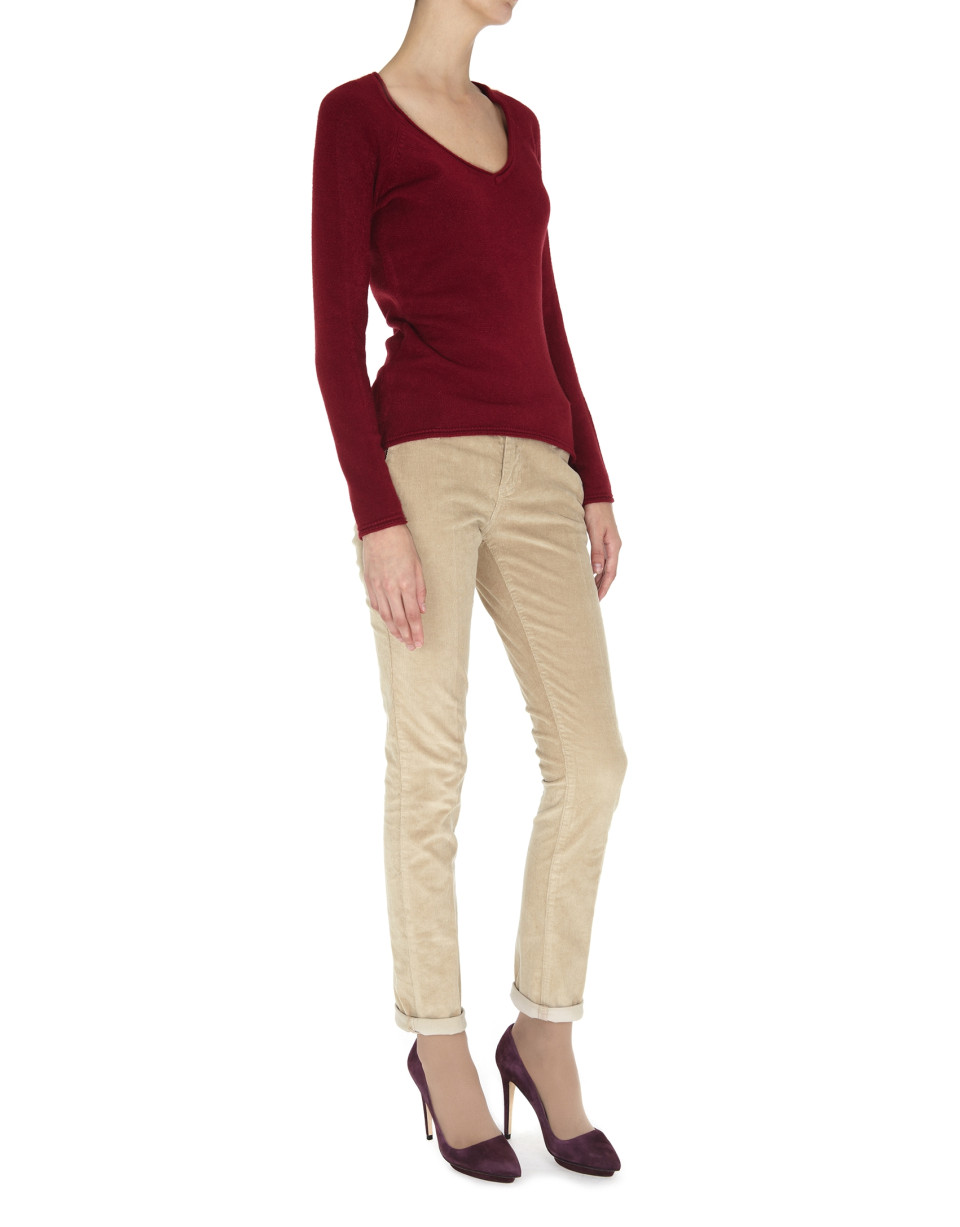 Jersey burdeos cuello pico punto fino