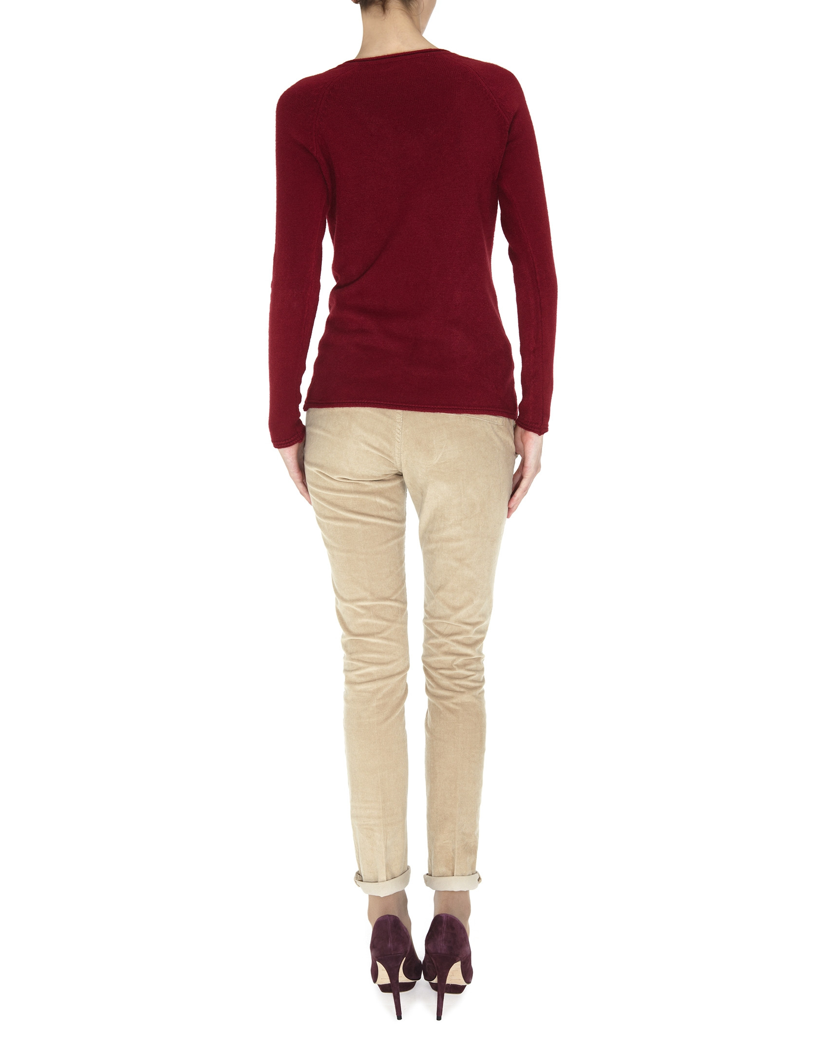 Jersey burdeos cuello pico punto fino