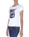 White short-sleeved top with cat design