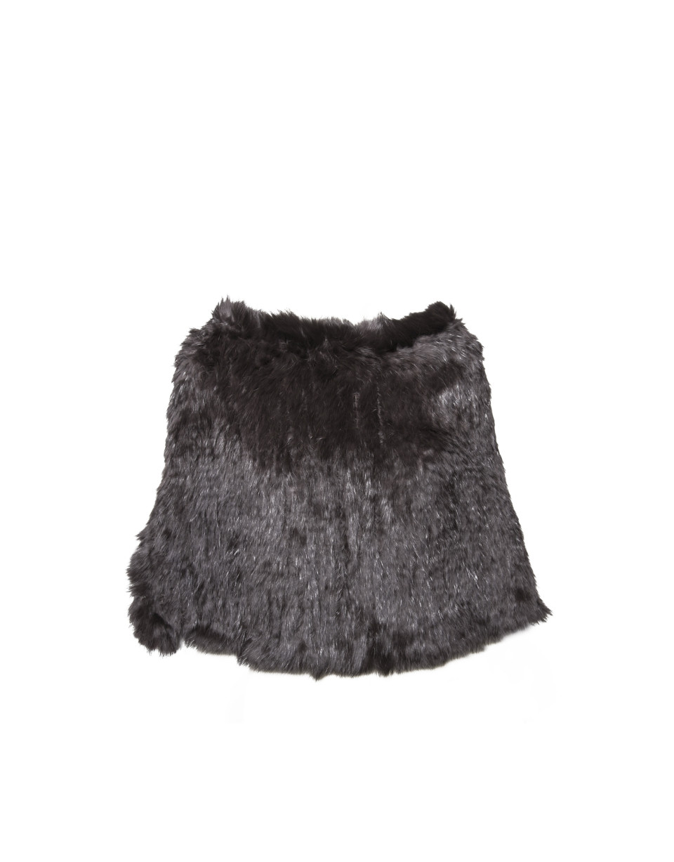 Short black rabbit fur closed cape 