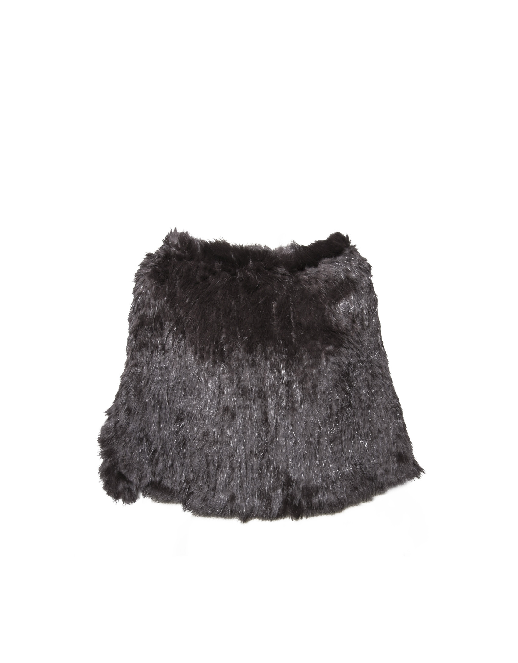 Short black rabbit fur closed cape 