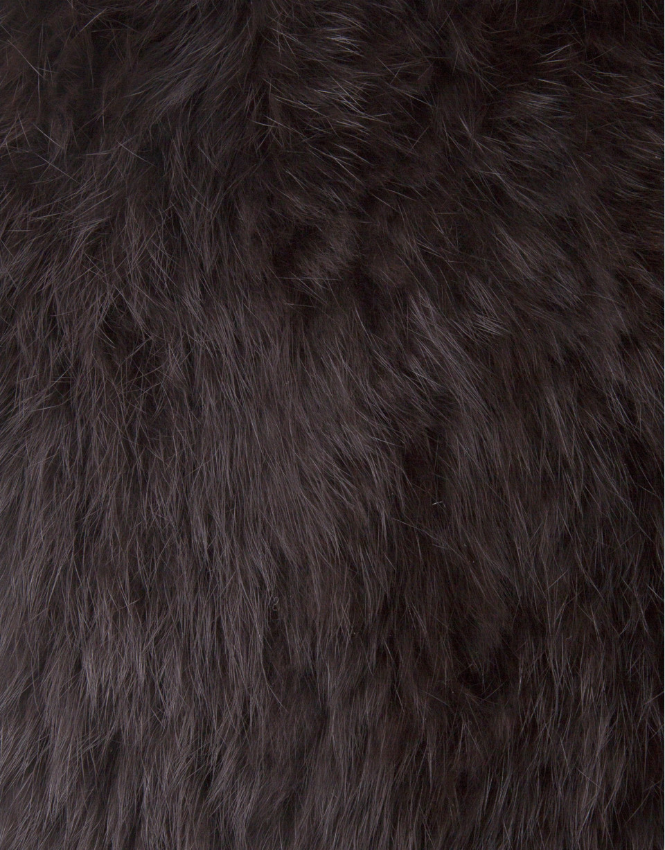 Short black rabbit fur closed cape 