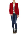 Red velvet blazer with one button 