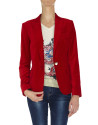 Red velvet blazer with one button 