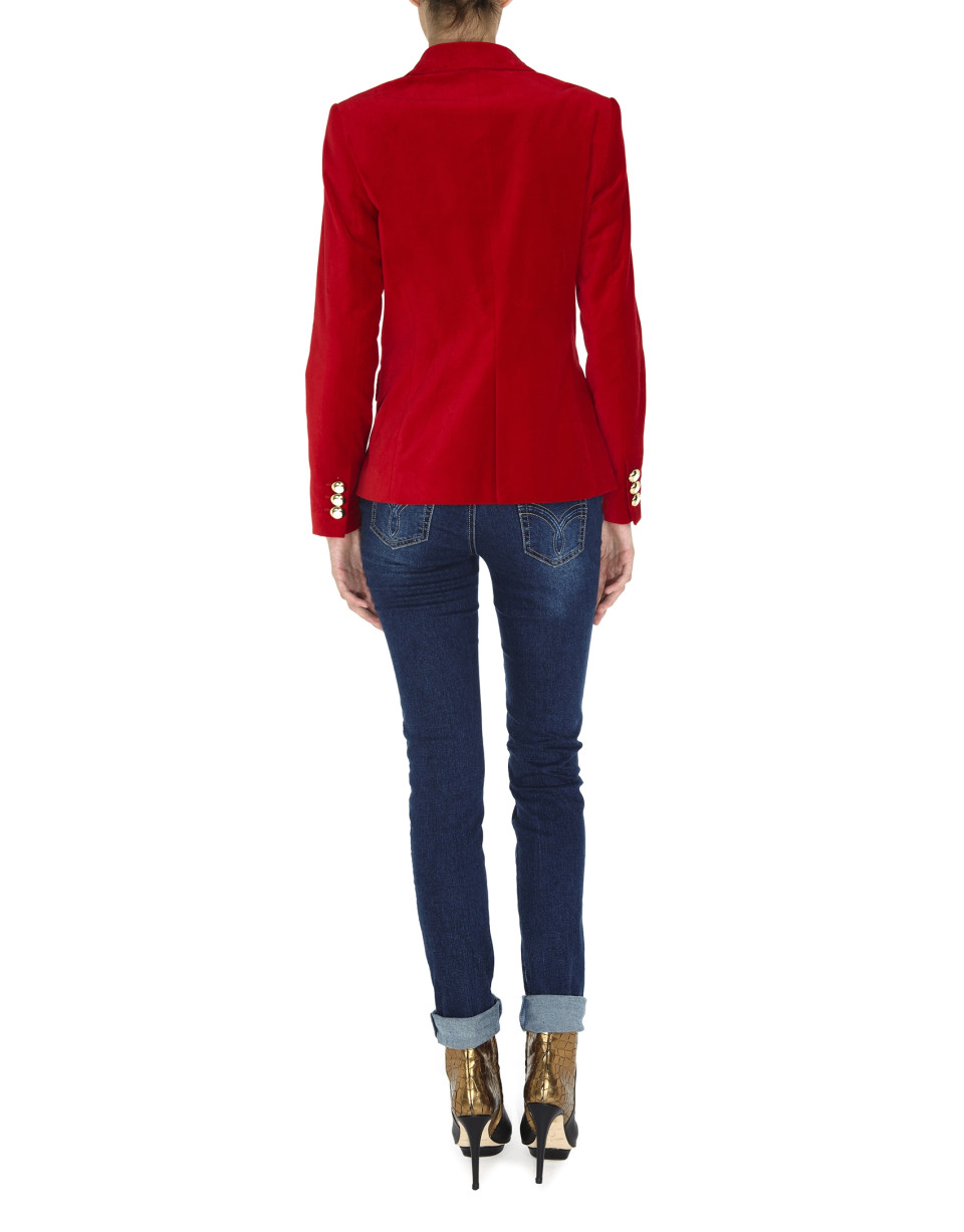Blazer terciopelo rojo cierre 1 botón