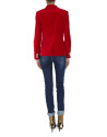 Red velvet blazer with one button 