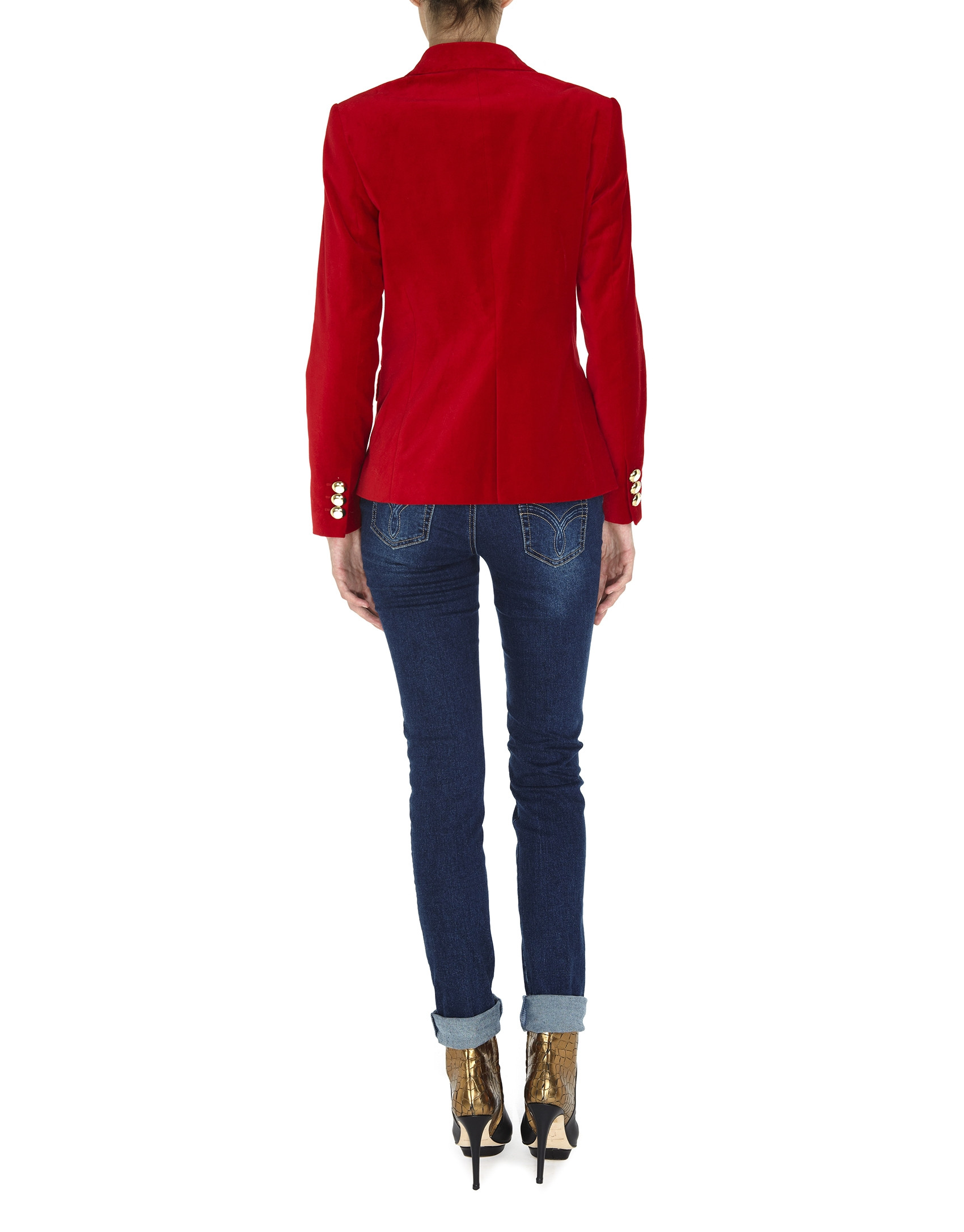 Blazer terciopelo rojo cierre 1 botón
