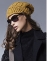 Mustard knit cap with visor 