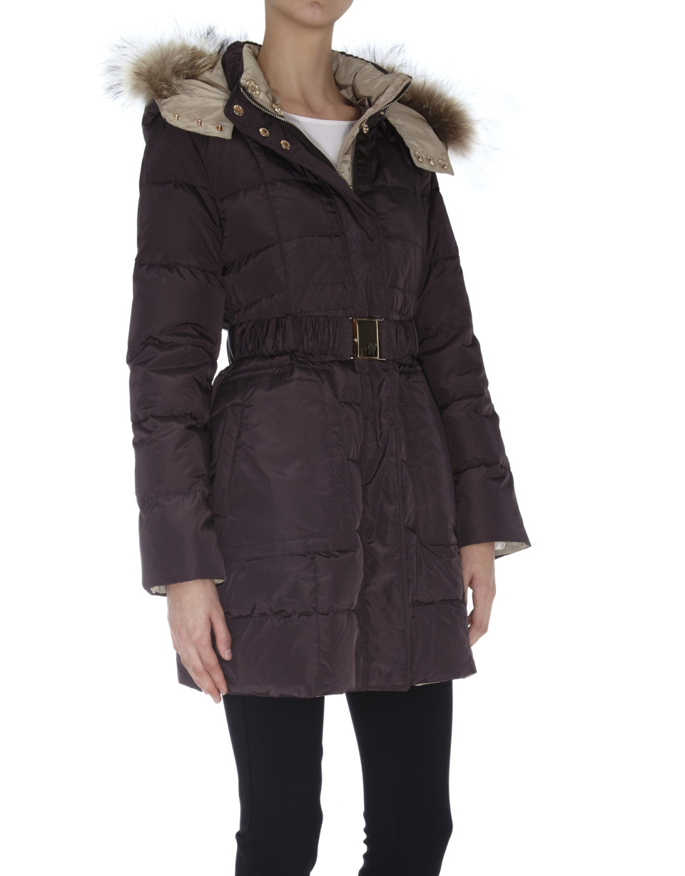 Brown / beige reversible  long ski jacket 