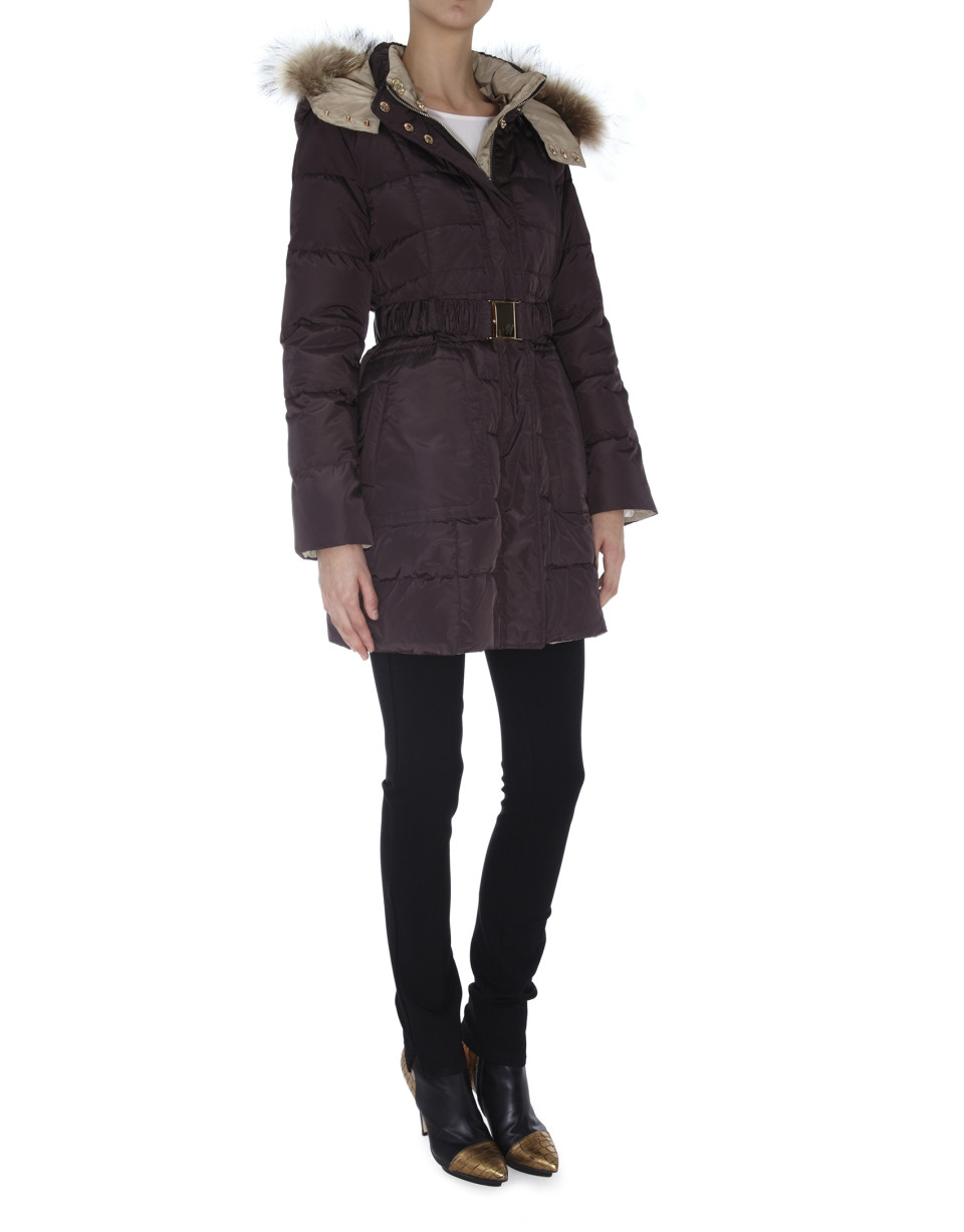 Brown / beige reversible  long ski jacket 