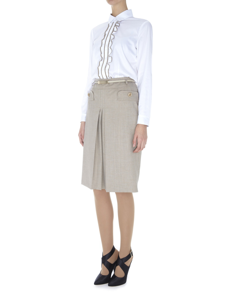 Falda beige tabla cruzada en delantero