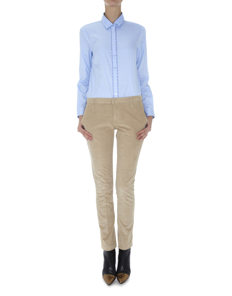 Pantalón recto bolsillo francés pana beige