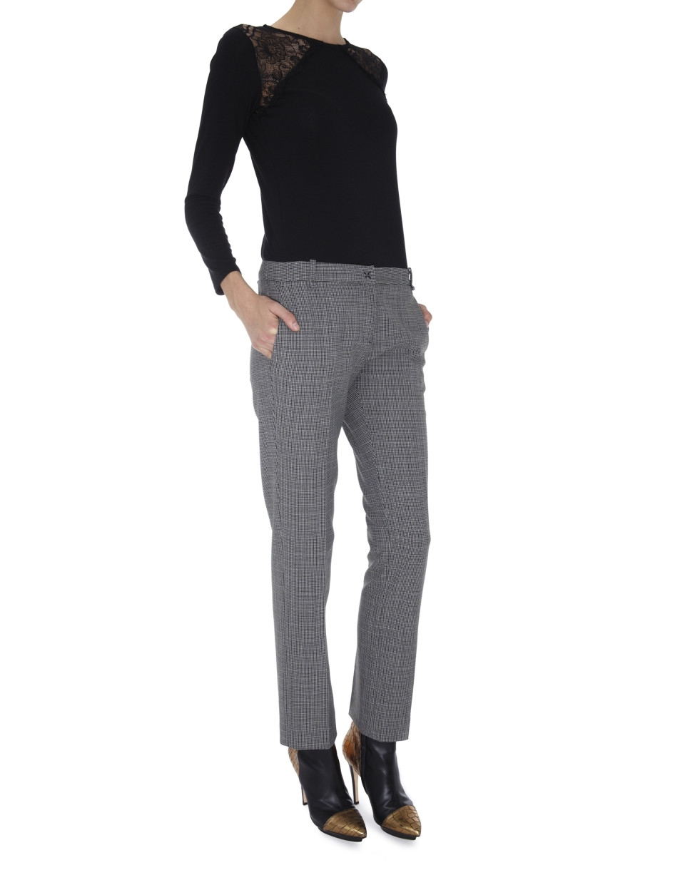 Gray tweed straight pants with French pocket
