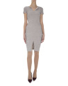Beige knit short sleeved embossed dress 