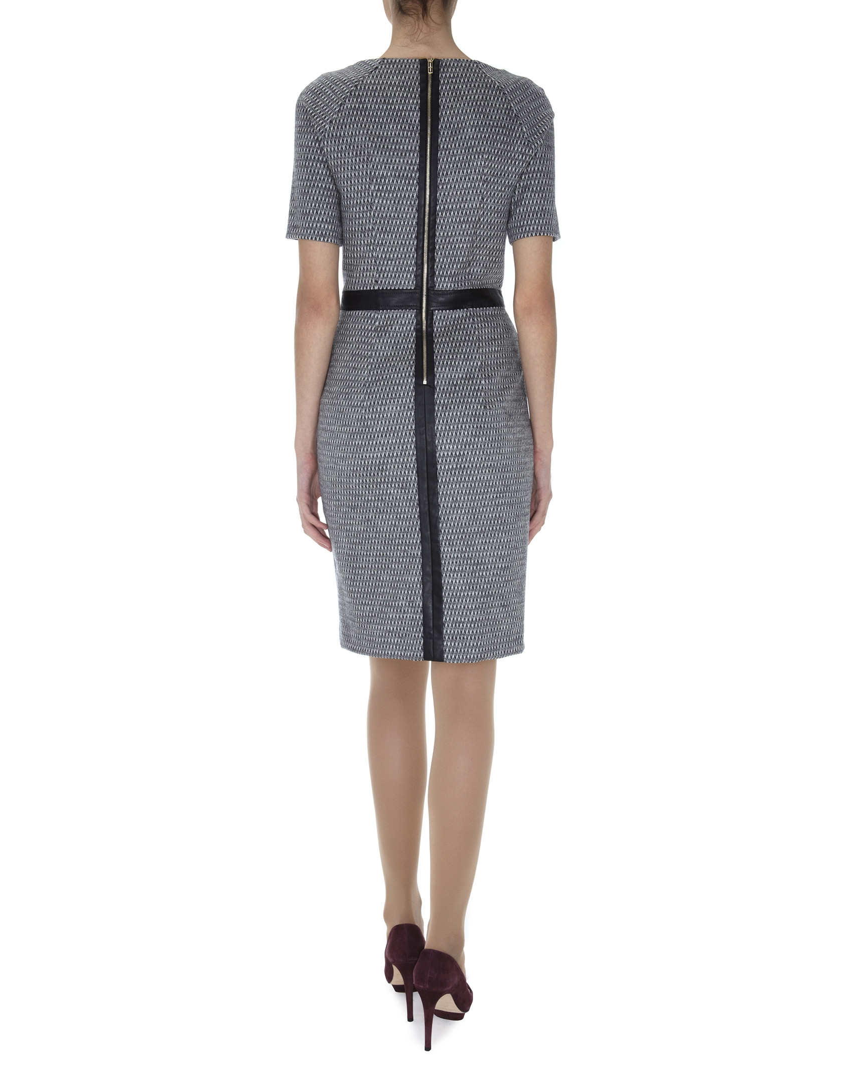 Gray wool short sleeved dress 