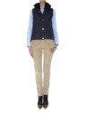 Midnight blue quilted vest with fur collar 