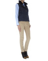 Midnight blue quilted vest with fur collar 
