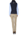 Midnight blue quilted vest with fur collar 