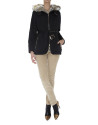 Trench negro dos piezas interior pelo conejo beige