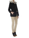 Trench negro dos piezas interior pelo conejo beige