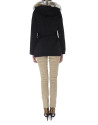 Black two piece trench coat with beige rabbit lining 