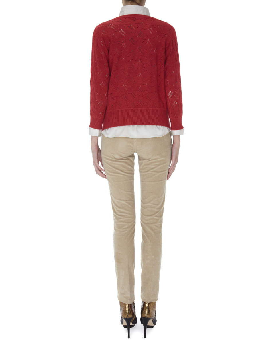 Red openwork sweater 