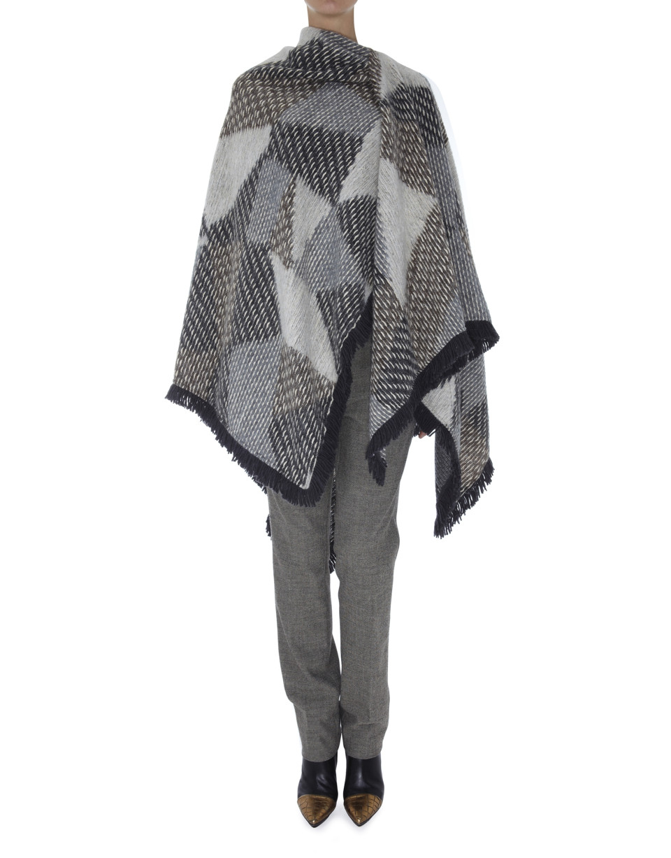 Poncho punto estampado geométrico grises