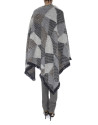 Gray knit, geometric print poncho