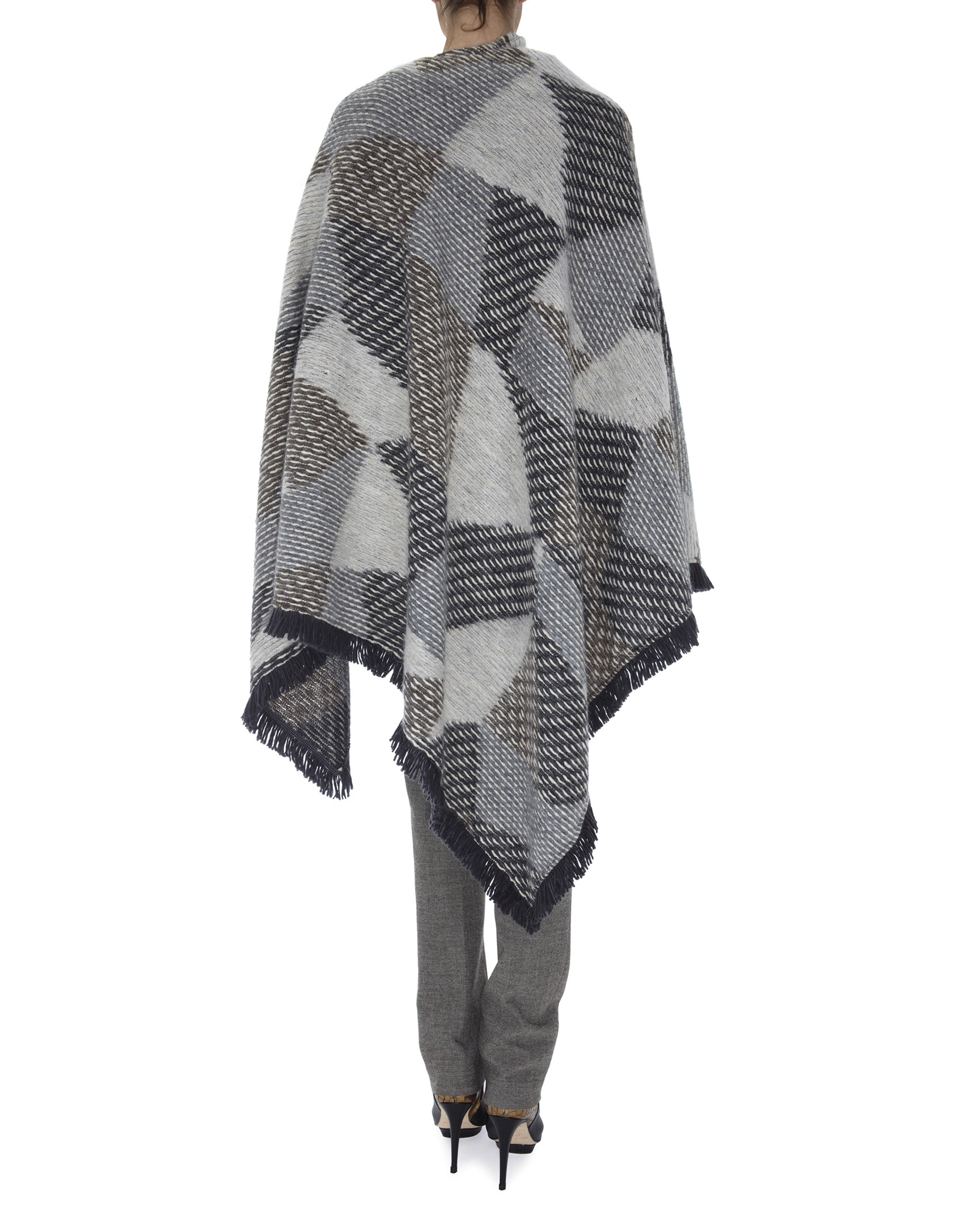 Poncho punto estampado geométrico grises