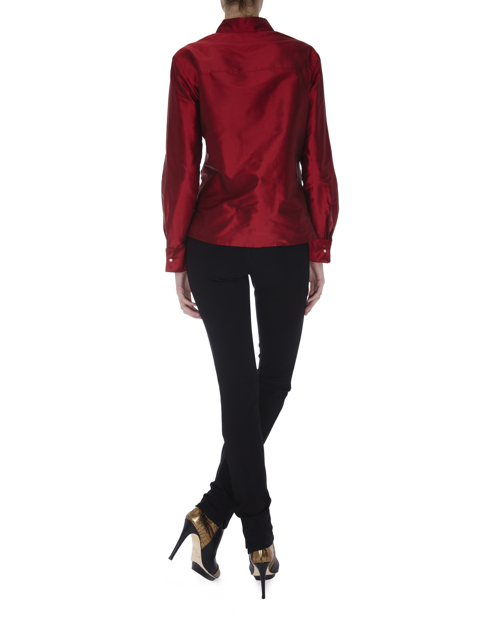 Blusa manga larga seda roja