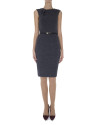 Grey dress with folds on neckline