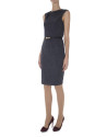 Grey dress with folds on neckline