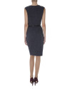 Vestido recto sin mangas con pliegue en cuello gris