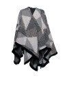 Gray knit, geometric print poncho