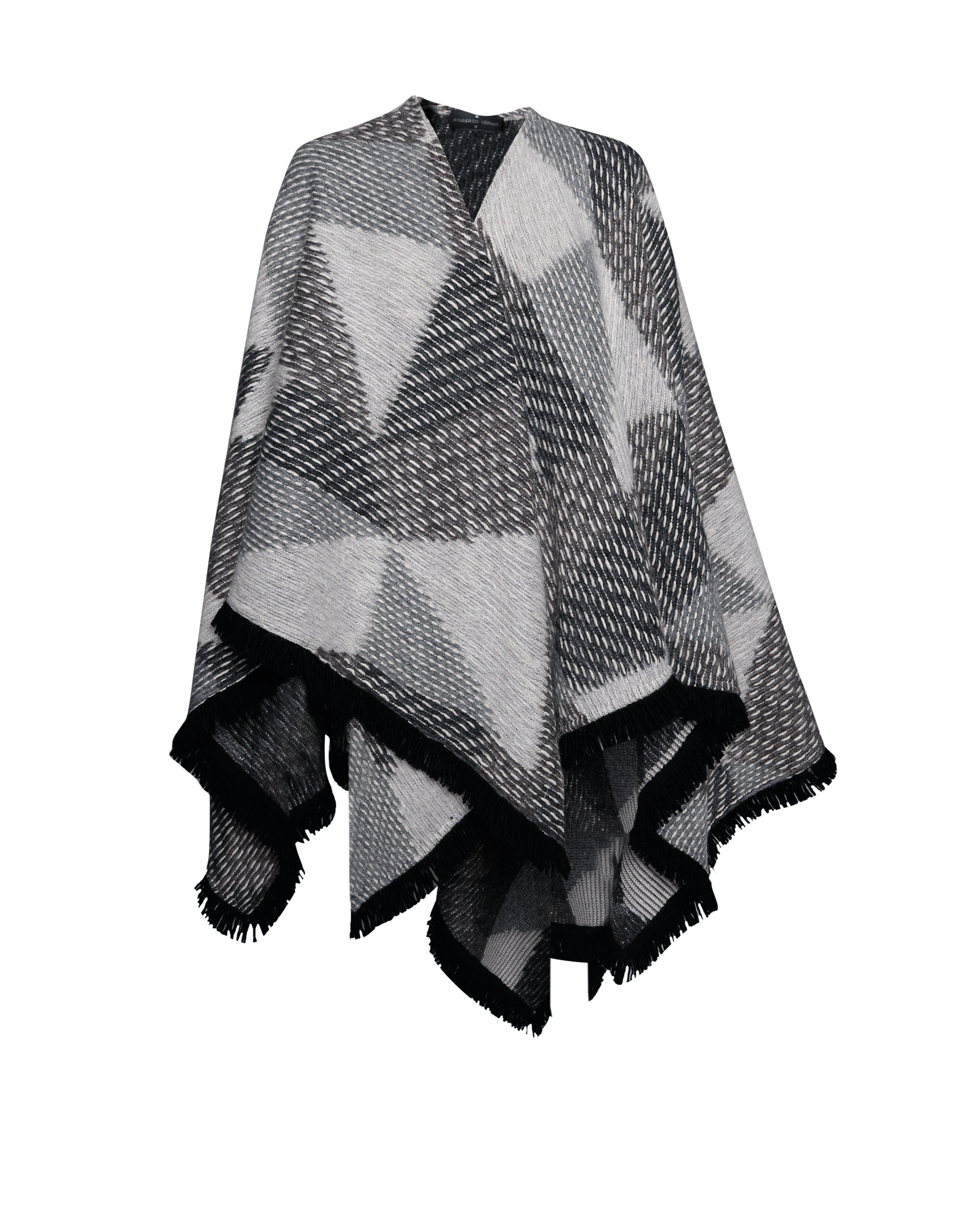 Poncho punto estampado geométrico grises