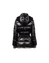 Black mid-length parka with knit