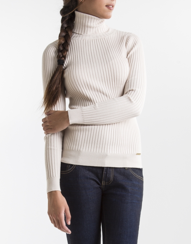 Beige ribbed sweater