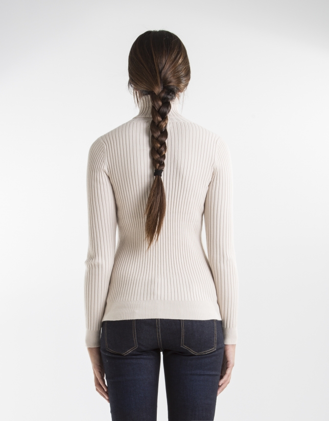 Beige ribbed sweater