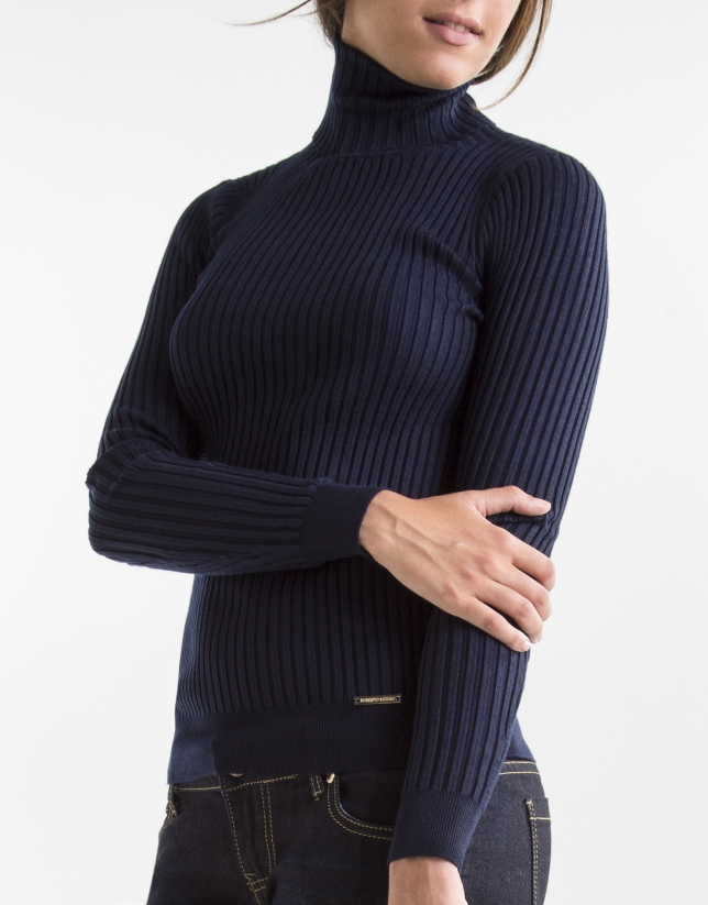 Blue ribbed sweater