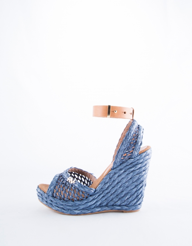 Blue braided raffia Marsella sandals
