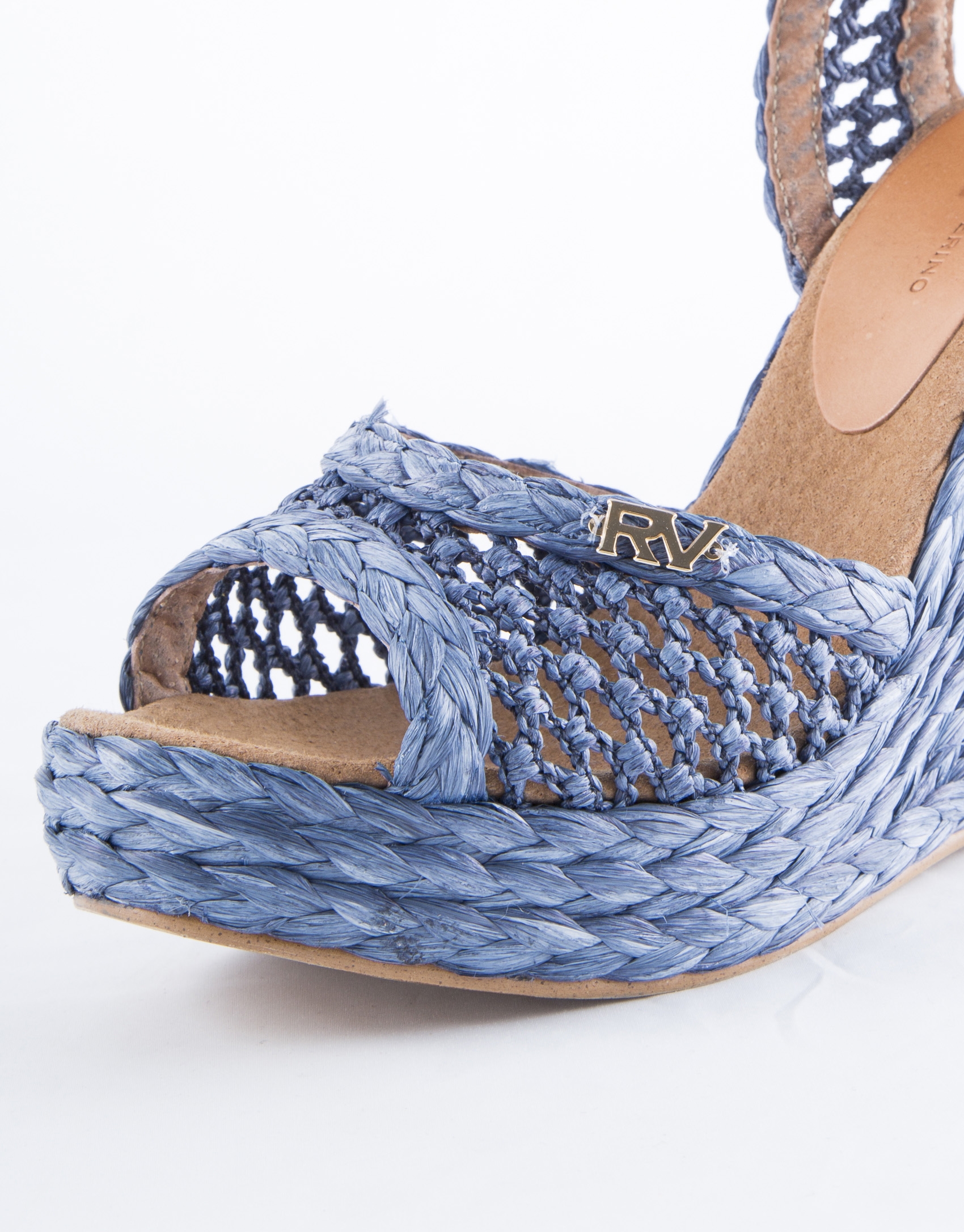Blue braided raffia Marsella sandals