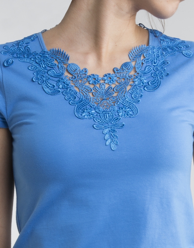 Blue crocheted top