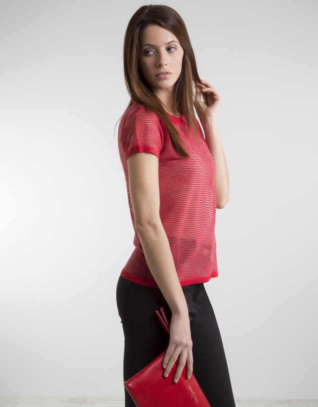 Red short sleeved top
