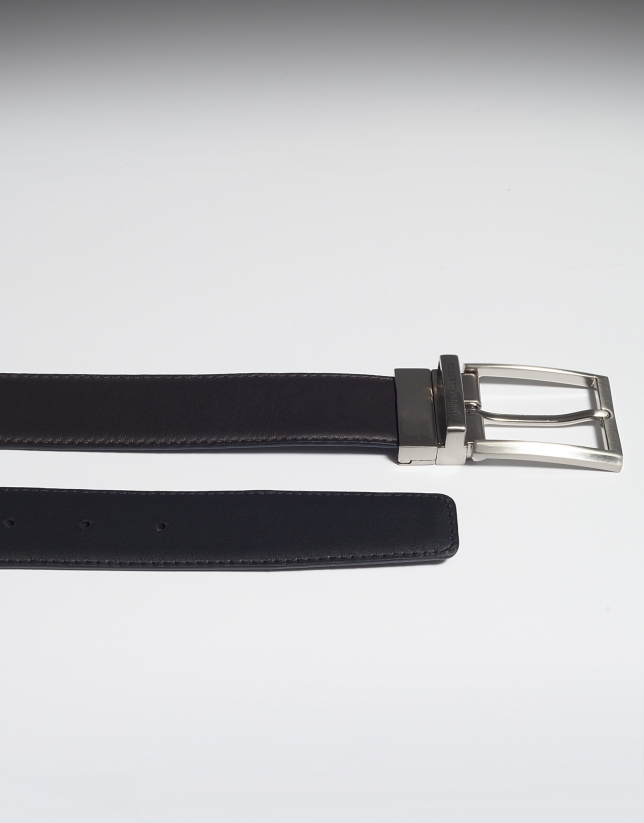 Reversible dress belt black/brown