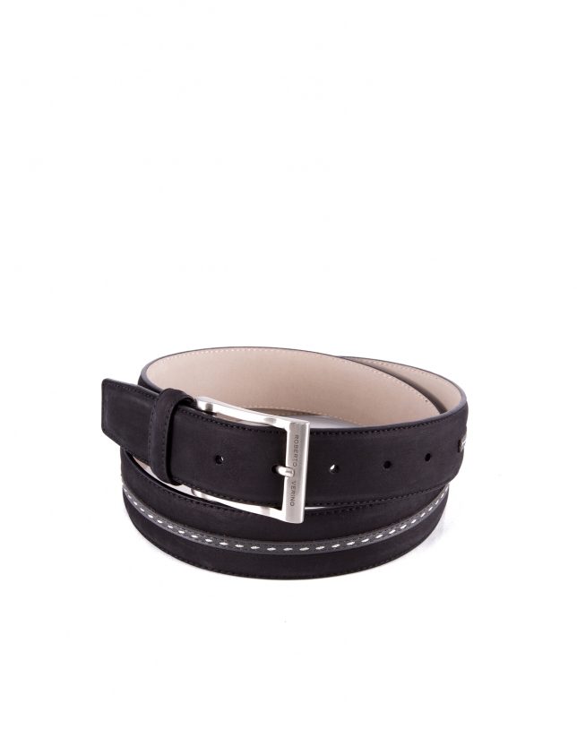 Black combination leather and suede belt