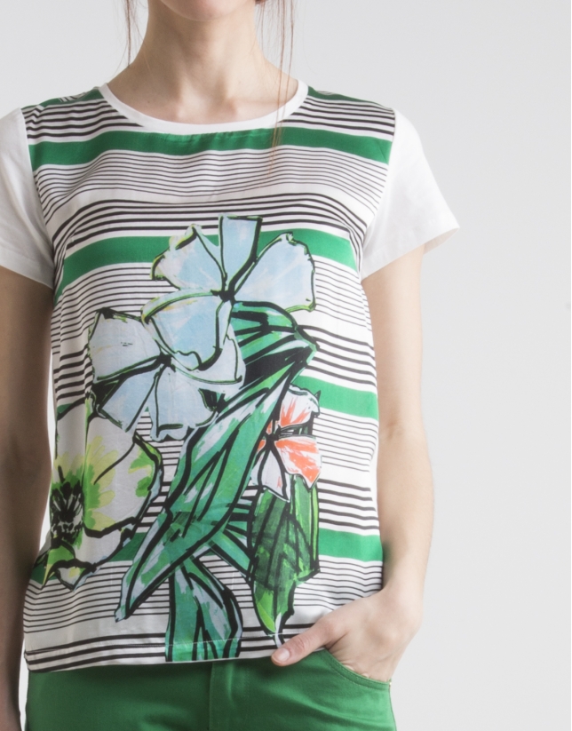 Green print top with fantasia