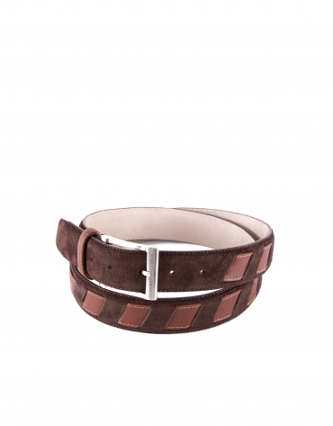 Brown combination leather and suede belt